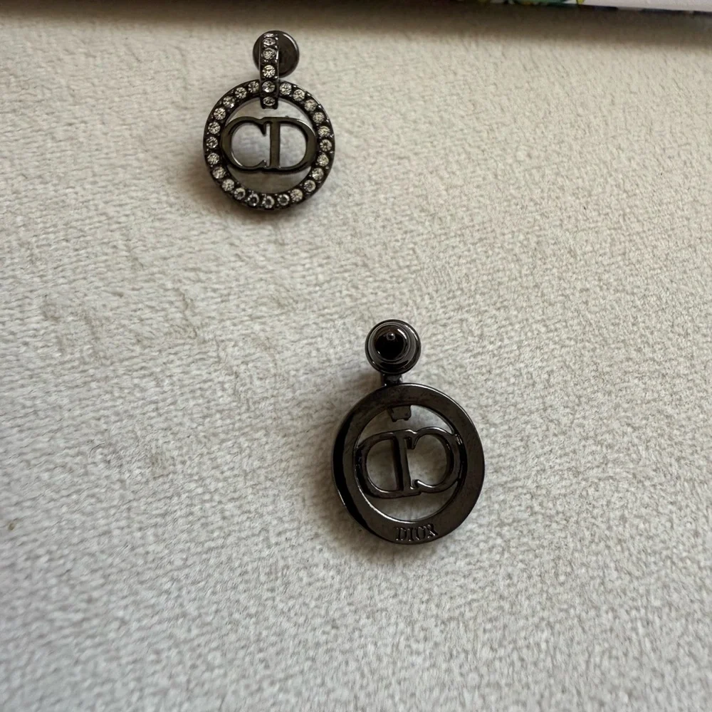 Dior Petit CD Earrings Black -Finish Metal and Crystals